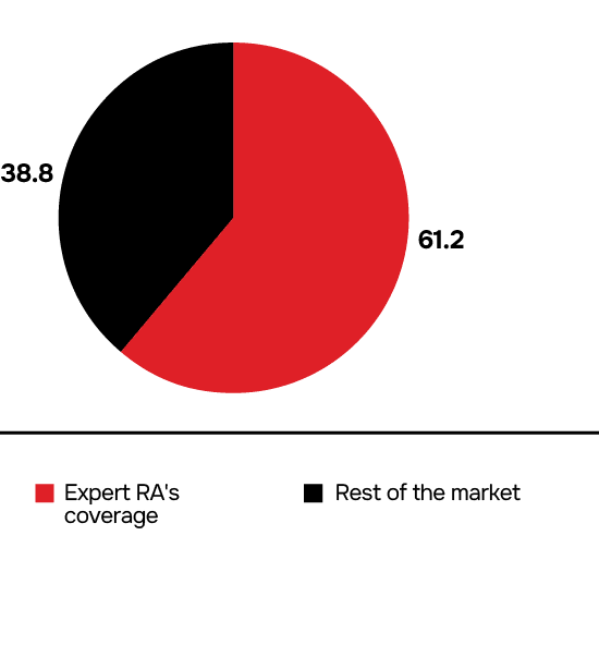 Share of the total number of rated entities as at 31 December 2023, %